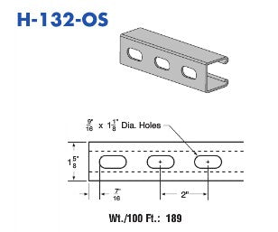 H-132-OS - Galvanized Unistrut Channel