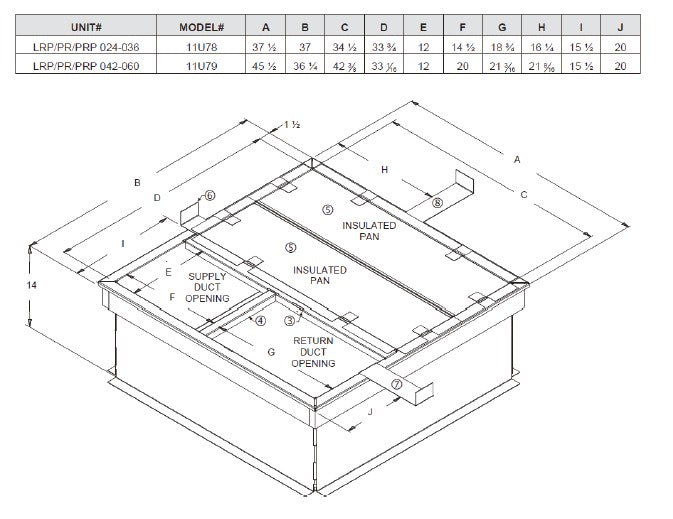 ACURB832 - 14 Inch High Roof Curb 2 Thru 3 Ton Models